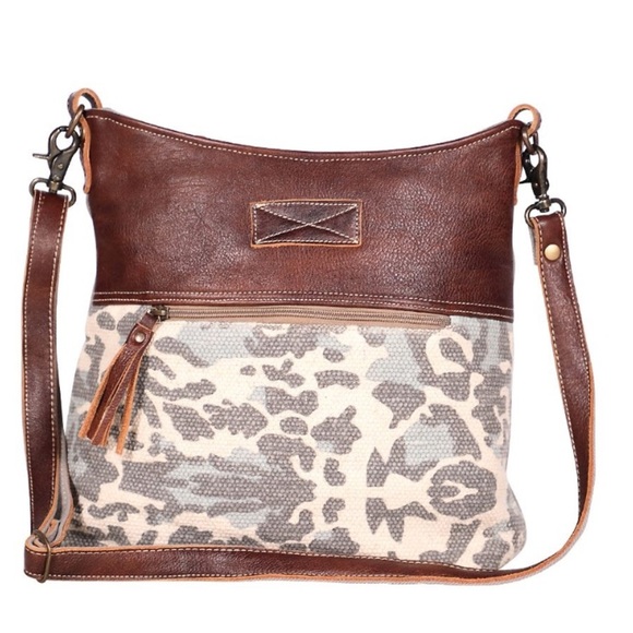 Myra Anthropologie Bag Naive Crossbody Canvas Leather women large boho retro y2k - Picture 14 of 14